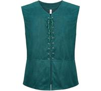 YOSUWOAI Gilet da uomo in stile gotico con lacci Vinatge Renaissance Victorian Pirati Vest anni '60 anni '70, senza maniche, gilet medievale Viking Steampunk Cosplay, O verde1, L