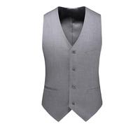 YOSUWOAI Gilet da uomo per abito elegante formale, gilet monocromatico con scollo a V e tasche, gilet per matrimonio, festa, gilet da lavoro, slim fit, gilet da uomo senza maniche, gilet da smoking