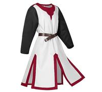 YOSUWOAI Gonna medievale da armi medievale cavaliere tunica costume da cavaliere crociato del tempio LARP Cospaly gonna a armi per feste Halloween costume gotico vichingo camicia