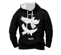 YOSUWOAI Harajuku Felpa con cappuccio da uomo con cappuccio medievale e mitologia nordica, a maniche lunghe, comoda vestibilità, S nero., 5XL