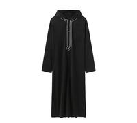 YOSUWOAI Kaftan Uomo Jalabiya Abito Lungo Islamico Costume Saudita Casual Musulmani Ramadan Abaya Thobe Medio Oriente Abbigliamento da preghiera Etnico Maxi Abito Arabo, O nero., XL