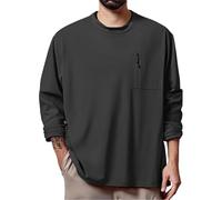 YOSUWOAI Maglietta da uomo, a maniche lunghe, per escursioni, surf, pesca, estate, leggera, traspirante, strato base 50+, UV, per spiaggia, sport, maglietta con scollo rotondo, Z04 nero., M