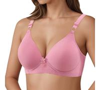 YOSUWOAI Reggiseno donna avvolgente modello reggiseni modello sottile ferretto biancheria intima medievale senza anello in acciaio reggiseno, O Rosa Caldo, 42
