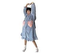 YOSUWOAI Sleepwear - Coperta invernale da donna, in morbido pile, con tasche a maniche lunghe, R Azzurro, L