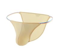 YOSUWOAI Slip sexy da uomo, mini lettera, sottile, perizoma erotico, biancheria intima da uomo, a vita bassa, tanga traspirante, slip estivi, O beige., XL