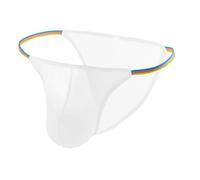 YOSUWOAI Slip sexy da uomo, mini lettera, sottile, perizoma erotico, biancheria intima da uomo, a vita bassa, tanga traspirante, slip estivi, O bianco., XL
