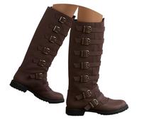 YOSUWOAI Stivali da donna in pelle PU, stile medievale, stile steampunk, per Halloween, medievali, per carnevale, cosplay, Halloween, cavaliere, guerrieri