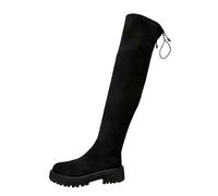 YOSUWOAI Stivali sopra il ginocchio, da donna, con lacci, a gambo lungo, al ginocchio, con tacco a blocco, elasticizzati, per autunno e inverno, stile gotico, sexy, per festival, invernali