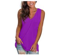 YOSUWOAI T-shirt da donna con scollo a V, senza maniche, in tinta unita, per la spiaggia, Y2K, O viola, S