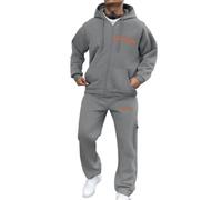YOSUWOAI Tuta da jogging da uomo con chiusura lampo, in due pezzi, per autunno e inverno, calda Y2K, in cotone, con cappuccio e tasche, comoda tuta per il tempo libero, P Grigio chiaro, S