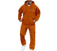 YOSUWOAI Tuta da jogging da uomo con chiusura lampo, in due pezzi, per autunno e inverno, calda Y2K, in cotone, con cappuccio e tasche, comoda tuta per il tempo libero, P arancione, L
