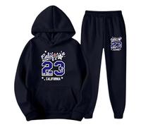 YOSUWOAI Tuta da jogging da uomo, in cotone, 2 pezzi, con cappuccio e pantaloni da jogging, calda, morbida, per il tempo libero, per la palestra, la casa, gli uomini, P blu navy, S