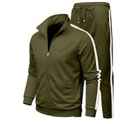 YOSUWOAI Tuta da jogging da uomo, in due pezzi, con cappuccio e pantaloni lunghi, 2 pezzi, per tutti i giorni, per il tempo libero, tuta da jogging, O verde dell'esercito, XXL