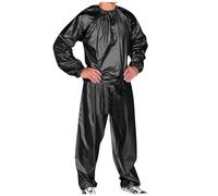 YOSUWOAI Tuta da sauna da uomo, per dimagrire, sauna, super tuta da ginnastica per fitness, palestra, sudata, tinta unita, per sudare e modellare, O nero., L