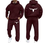 YOSUWOAI Tuta Sportiva da Uomo in Cotone 2-Pezzi con Cappuccio e Pantaloni da Jogging Set Sportivo Caldo e Comodo Felpa con Cappuccio a Maniche Lunghe Pantaloni Sportivi Tuta da Ginnastica, L