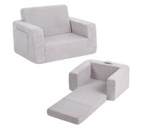 YOTATING Divano 2 in 1 per bambini, trasformabile, pieghevole, con tasche laterali e braccioli rimovibili, per ragazze o ragazzi, colore: grigio sherpa