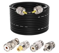 YOTENKO Cavo coassiale per radio Ham, 50 Ohm, RG58, cavo coassiale da 25 m, UHF PL259 maschio a maschio + adattatore UHF SO239 femmina a SMA/UHF/BNC, confezione da 4, per antenna radio CB, amatoriale,