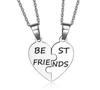 YOTHIWAD Collana con ciondolo a forma di cuore con incisione per 2 pezzi, regalo per mamma e figlia (argento), 1.3 cm x 2.7 cm (pendant), 45+5 cm (chain length), Acciaio inossidabile