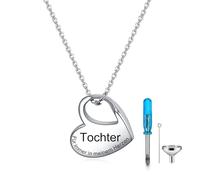 YOTHIWAD Collana con urna a forma di cuore, per cenere, con incisione per sempre nel mio cuore, in acciaio inox, con ciondolo a forma di cenere, con kit di riempimento, Acciaio inossidabile, Nessuna