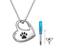 YOTHIWAD Collana con urna a forma di cuore, per cenere, con incisione per sempre nel mio cuore, in acciaio inox, con ciondolo a forma di cenere, con kit di riempimento, Acciaio inossidabile, Nessuna