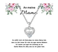 YOTHIWAD Collana per mamma con ciondolo a forma di cuore, collana con zirconi, regalo per mamma e figlia, Acciaio inossidabile