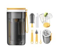 YOTIME Set Spazzole Biberon da Viaggio, con Silicone Spazzola per Biberon, Scovolino per tettarelle e Cannuccia, Dispenser Sapone, Scolabottiglie, Scatola Portaoggetti, senza BPA, Giallo