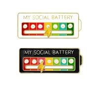 Yotlein 2 Pezzi My Social Battery Pin, Divertente Spilla di Umore Sociale, Spilla Di Batteria Sociale, Pilla Divertente per l'umore Soc-iale per 7 Giorni, Badge Pin Nizza Sp-illa Gioielli