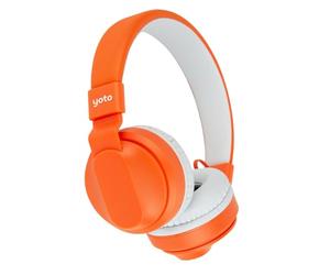 Yoto Cuffie Bluetooth wireless con borsa da viaggio - arancioni, leggere e regolabili con limitazione del volume per un ascolto sicuro
