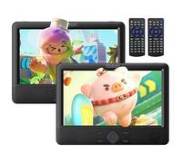 Yoton Lettore DVD da Auto con Doppio Schermo 10.5" Doppio schermo poggiatesta da 10.5". Riproduce 1 o 2 film diversi. Batteria 6 ore, 2 supporti, input USB/SD/Sync TV