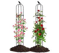Yotoworth Obelisco da giardino, traliccio per rampicanti, con rose, antiruggine, per viti da arrampicata, cetrioli, 170 cm, nero, 2 pezzi