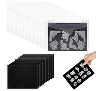 yotutun 12 Pezzi Fogli Magnetici in Gomma, Sacchetti per Timbri e Fustelle con 12 Buste Trasparenti Scrapbooking Kit per Fustellati Stencil Album Francobolli Scrapbooking