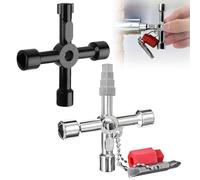 yotutun 2 Pezzi Chiave Quadrata Contatore, Multifunzionale 4-Modi Chiave di Utility Universale a Croce Chiaves Triangolare Contatore per Contatore Acqua Cassetta Gas Armadio Utenze Quadro Elettrico