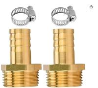 yotutun 2 tubi in ottone da 1 pollice, 1" AG x 19 mm, raccordo per tubo flessibile con 2 fascette stringitubo, connettore tubo in ottone, adattatore per tubo dell'acqua
