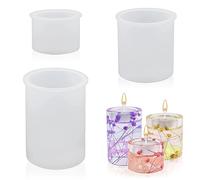 yotutun 3 Pezzi Stampi per Candele in Silicone, 3D Stampi in Resina Epossidica Stampo Forma di Fai da Te a Cilindro Candela per Candele Aromaterapia, Campioni di Fiori, Artigianato