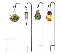 yotutun 4 Pezzi Gancio da Pastore per Esterni 100cm, Asta da Giardino Regolabile In Metallo Utilizzata con Quattro Ganci per Esterni Giardino Uccelli Luci Solari Cestini Lanterne Decorazione