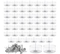 yotutun 50 Pezzi Contenitori per Candele di Plastica, Portacandele in Trasparente con 50 Pezzi Stoppini Tealight Tazze Titolari Porta Candele Scatole Vasetti per Fai da Te Candele (18 x 38 mm)