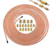 yotutun 7,62m Tubo di Freno in Rame, Ø3/16" (4,75mm) con 16 Connessioni Linea del Freno in Acciaio Condotti Freni In Rame Kit di Linee Freno Generale Bobina Di Ricambio per Automobile