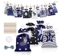 yotutun Calendario dell'Avvento da Riempire, 24pcs 2024 Natale Calendario Borsa con 24 Clip e Corda di Canapa Avvento Calendario da Riempire Sacchetti per Il Conto alla Rovescia fai da te per Bambini