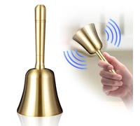 yotutun Campanella classica a mano in ottone massiccio dorato, campanella da tavolo in stile tradizionale, per scuola, chiesa, hotel, servizi di Natale e matrimonio, dorata, C-387
