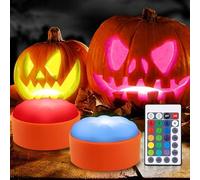 yotutun Candele di Halloween, 2 pezzi luci a LED a forma di zucca con telecomando Lumini LED Halloween a batteria Lume di candela a LED arancione Candele di zucca senza fiamma per decorazione di zucca