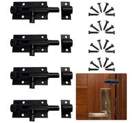 yotutun Chiavistello Scorrevole, 4 Pezzi Slide Bolt con Viti Bullone Serratura Porta Scorrevole Chiavistello per Porta in Legno Chiusura Porta di Sicurezza per Cancello da Giardino, Bagno
