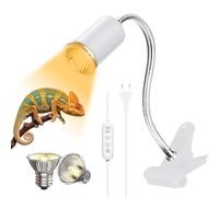 yotutun Lampada Riscaldante Tartarughe, Lampada Rettile e Anfibio con 2 Lampade UVA UVB E27 50W e Morsetto Girevole a 360° Adatto per Tartaruga Serpente Lucertola Cacatua Camaleonte (Bianco)