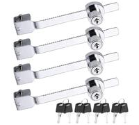 yotutun Lucchetto Vetrina Scorrevole, 4 Pezzi Serratura Scorrevole Lama Serrature Vetrina Lucchetto Terrario con Chiavi Serratura a Cricchetto Per Terrario Vetrina Porte Scorrevoli