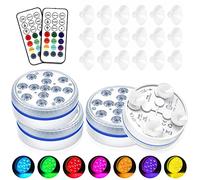 yotutun Luce LED Sommergibile, IP68 Impermeabile Luci Piscina con Telecomando RF e Ventosa RGB Luce 13 Perline LED Luci per laghetto per Giardino, Partito, Piscina, Laghetto (4 Pezzi)