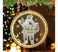 yotutun Luci Finestra di Natale Luci 3D, Luce decorativa per finestre natalizie luce bianca calda Babbo Natale Luci Sospese Appendere Tenda con Ventosa per interni ed Esterna, festa di Natale