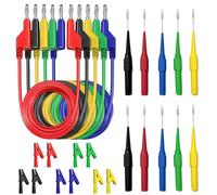 yotutun Puntali per Multimetro, 5 Pezzi 4mm Set Cavi Test Elettrici con Morsetti a Coccodrillo Sonda Test Cavo di Prova 1m Puntali Tester Elettricista per Coccodrilli Puntali Tester Digitale