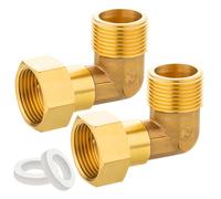 Yotutun Raccordo a Gomito in Ottone, 2 Pezzi Viti in Ottone Mobili 3/4 pollici AG/IG Gomito, DN20 per Impianti d'acqua e Sistemi di Riscaldamento Centralizzato