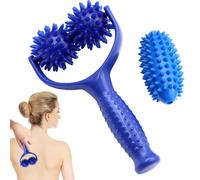 yotutun Rullo per Massaggio con Manico, Grip Agopressione Massaggiatore Roller con 3 Palla da Massaggio da Riccio Palla Rullo Massaggiante per Automassaggio Schiena Gambe Muscolari