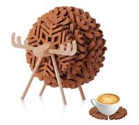 yotutun Sottobicchieri in Feltro, 12pcs Sottobicchieri con Fiocchi di Neve con con Rastrelliera in Legno antiscivolo resistenti al calore Sottobicchiere Natale per la Decorazione Della Tavola