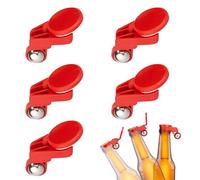 yotutun Tappo per bottiglie, 5 pezzi, completamente automatico, colorato, riutilizzabile, antipolvere, per bottiglie di birra, bottiglie di vetro, colore rosso
